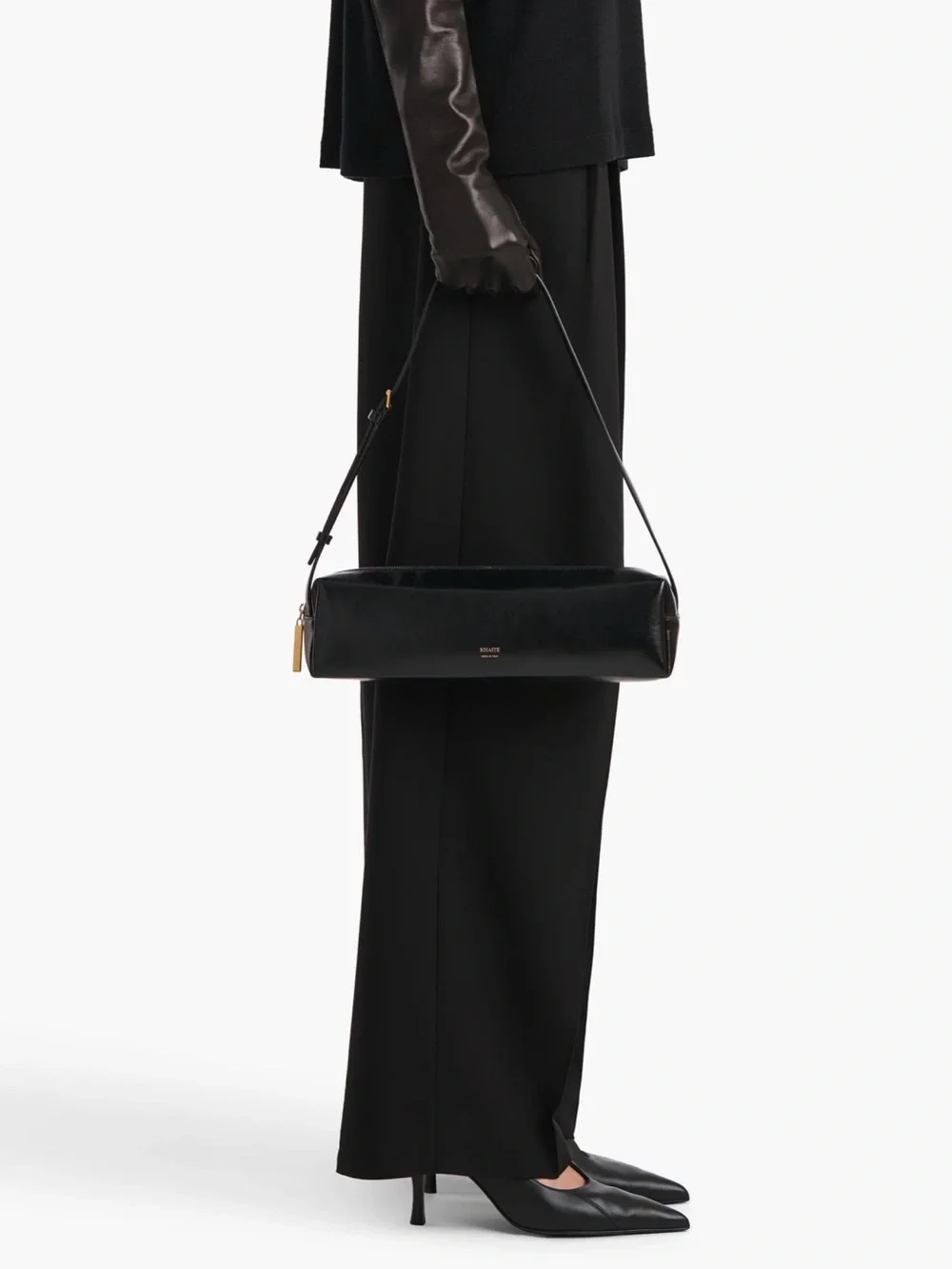 Khaite Kye Black Leather Shoulder Bag
